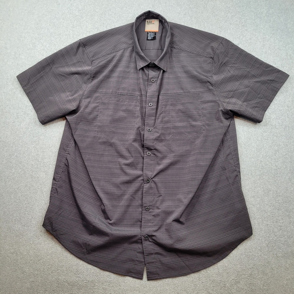 5.11 Tactical Button Up Shirt Mens 2XL Black White Micro Gingham Short Sleeve - Picture 9 of 12